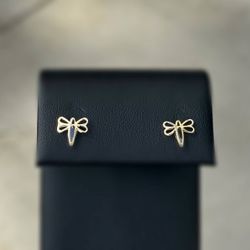 Jewelry 10k solid yellow gold malachite  0.15CTW butterfly stud earring’s