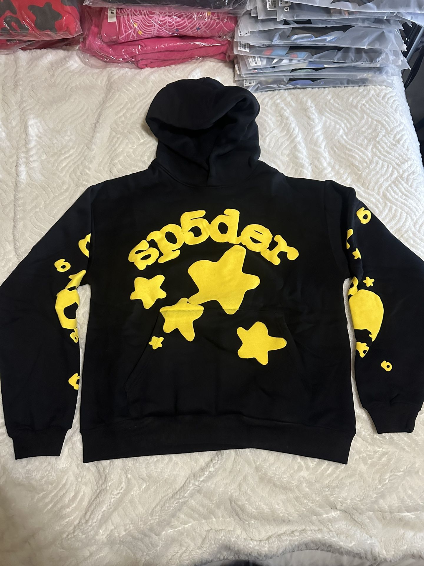 Black/Yellow Sp5der Hoodie