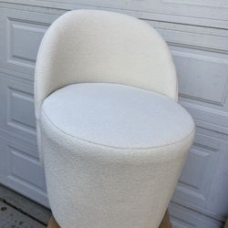 Brand New Boucle Round Vanity Stool Swivel Accent Chair 