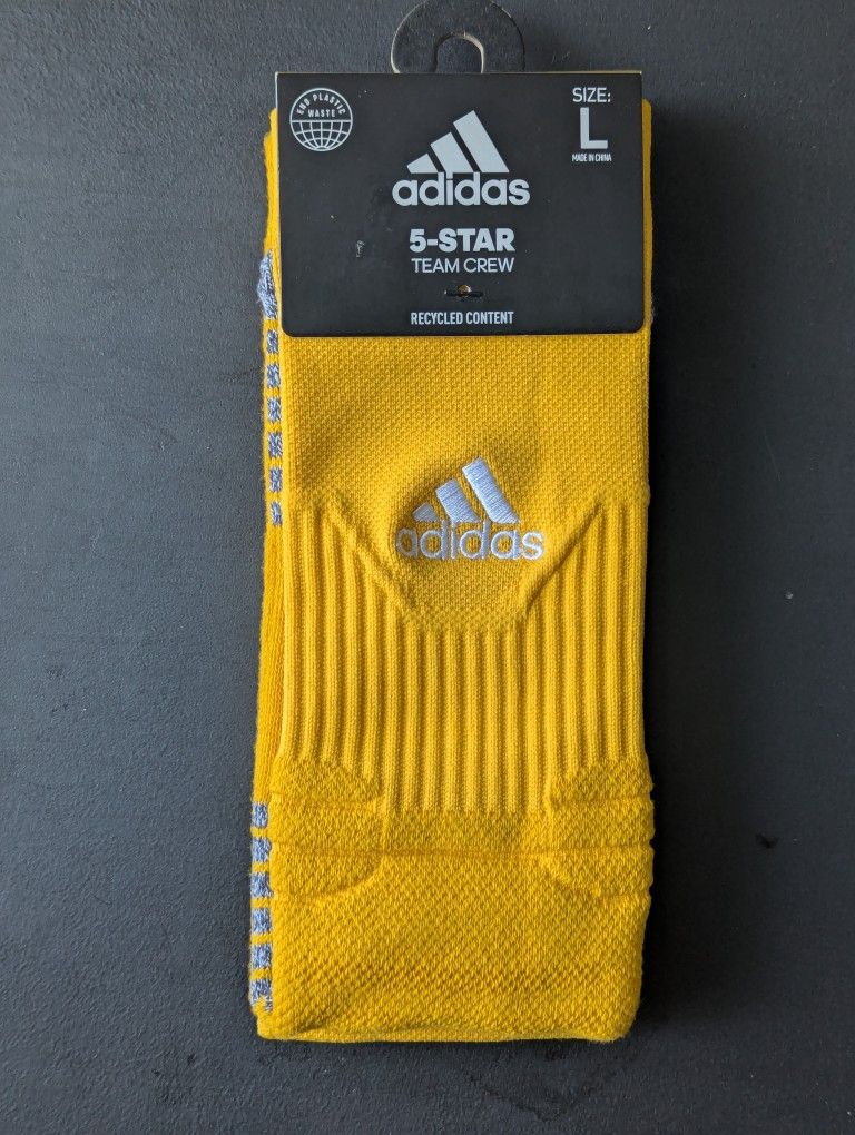 adidas 5 Star Team Crew Socks Gold Size Large