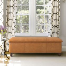 Lue bona - Gamera Storage Ottoman Bench  Color: Whisky Brown (faux leather) •Overall Size: 48.8''W x 17.7''D x 16.3''H •	Materials:  •	Surface: Faux L