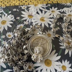925 Turkish Link With American Eagle Coin In San Judas Coin Bezel With Bracelet