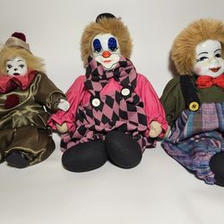 Rare Vintage Star Collection German Collectible Porcelain Faced Clown Doll