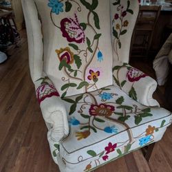 Vintage Crewel Wing Back Chair (Tree of life)