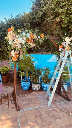 Wooden Wedding Arch with Artificial Flowers