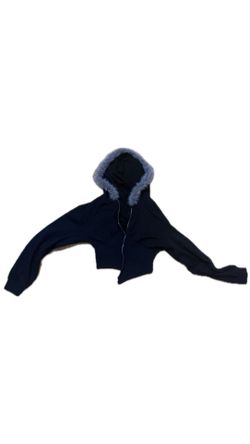 swag y2k Zip-up cropped hoodie w fur