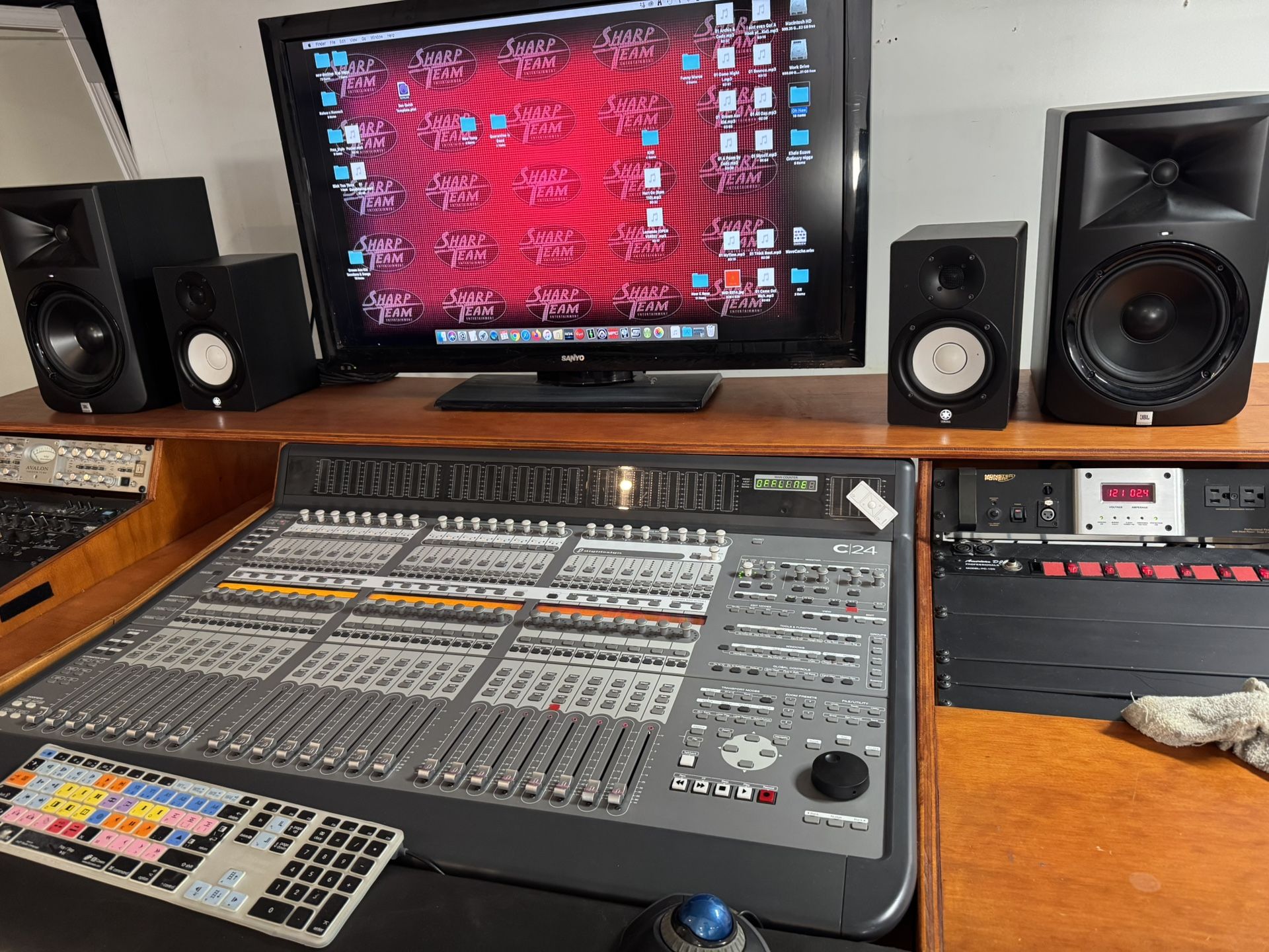 Avid C24 Pro Tools Control Surface with custom studio desk