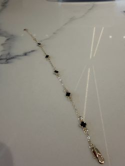 Black clover tennis bracelet adjustable size