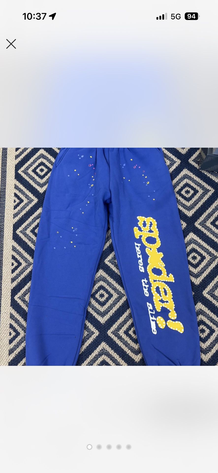 Blue And Yellow Sp5der Pants 