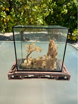 Vintage Chinese Cork Carving Diorama COLLECTIBLE Rare