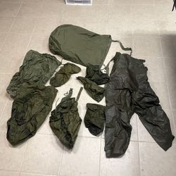 Vietnam War Military Wet Gear Coveralls, Bags