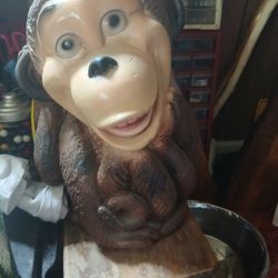 Antique Chalk Monkey Bank