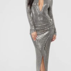 Gold Shinny Long Dress Small