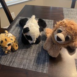 Lot Of 3 Panda Tiger Stuffed Animals 