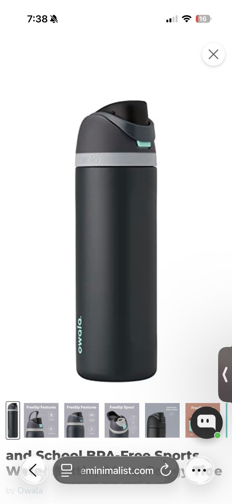 Owala FreeSip Insulated Stainless Steel Water Bottle with Straw for Sports, Travel, and School BPA-Free Sports Water Bottle, 24 oz, Foggy Tide by Owal