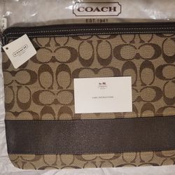 New W/ TAGS - Coach Brown Authentic Print Tablet  Sleeve