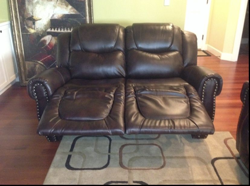 Brown Leather Reclining 3 Piece Sofa Set
