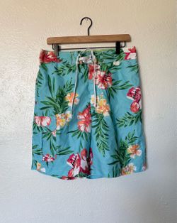 Merona men’s multicolor floral print swim shorts size medium