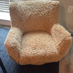 Pottery Barn Cloud Fur Latte Lennon Low Swivel Lounge Chair