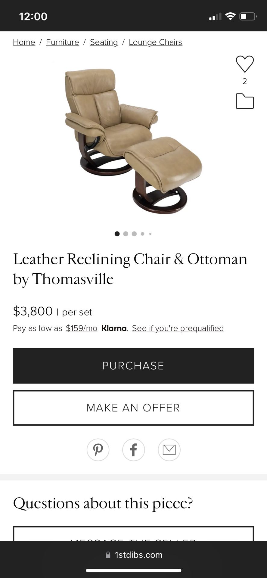 thomasville Leather Recliner Sofa Chair Ottoman