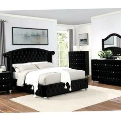 King Black Velvet bed frame