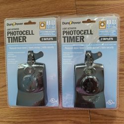 2 Durapower Light Activated Photocell Timers. Great For Xmas Lights.