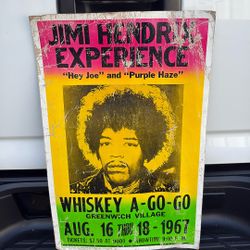 Original Jimi Hendrix Concert Poster From The Whiskey.