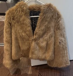 Mother Cropped Swing Faux Fur Jacket