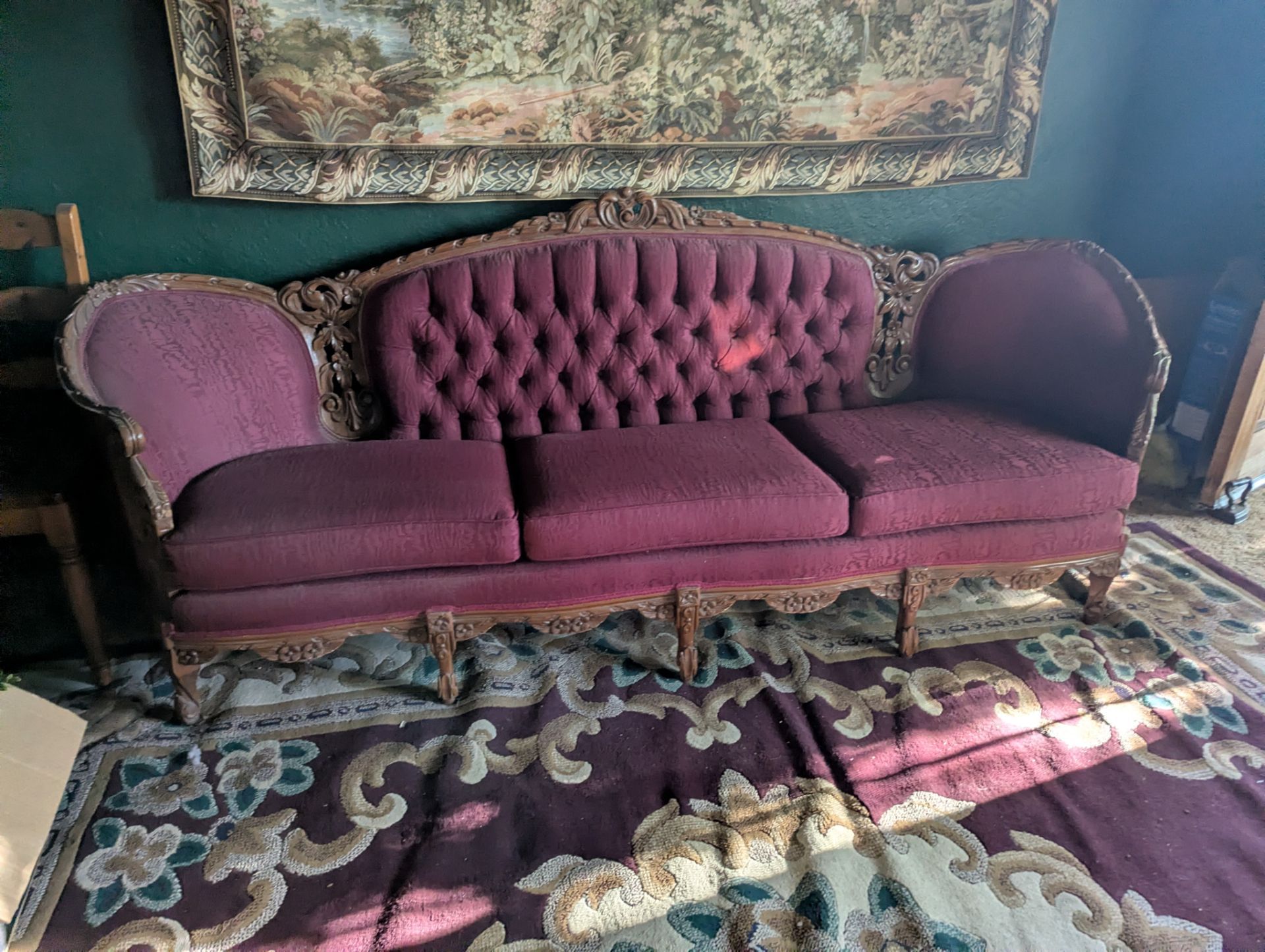 Antique burgundy couch