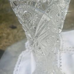 Antique  Press Glass  Tall 10 Inch Vase Very Intricate Details