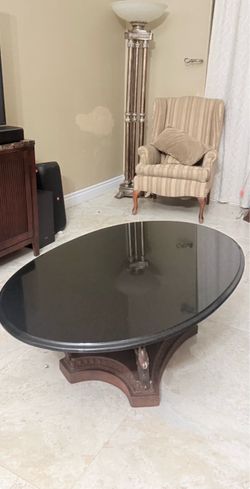 Oval Black Glass Top Coffee Table