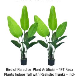 - 4FT Faux Plants Indoor Tall with Realistic Trunks - Indoor Silk Floor Plant for Home Decor in Living Room, Office,