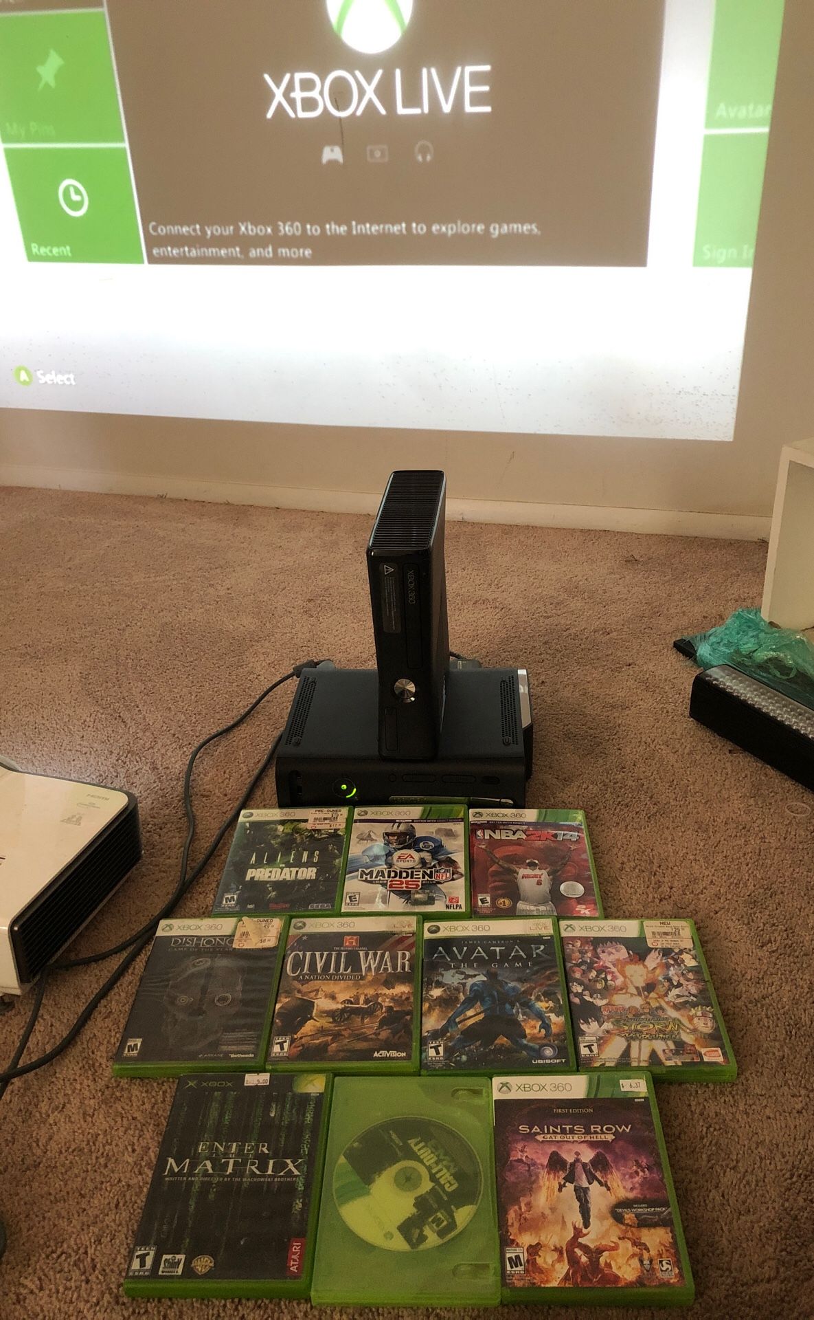 (2) Xbox 360 + 11 games + 3 controllers OBO