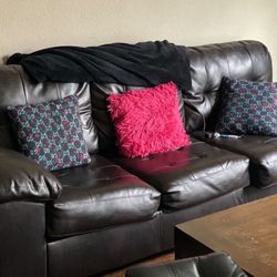 High-quality brown leather couch