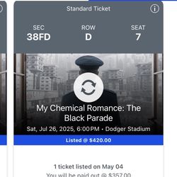 FEILD SEATS My Chemical Romance at Dodger Stadium July 26