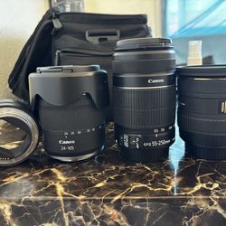 Canon Lens Kit | RF 24-105mm | EF-S 55-250mm | Sigma EX 10-20mm ($750 OR BEST OFFER)