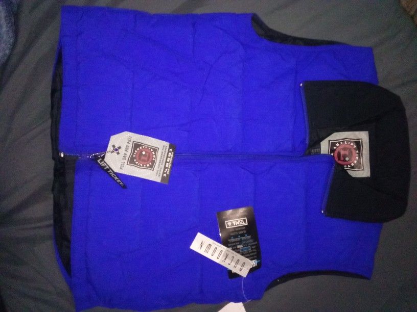 NEW Lift Ticket By Toma youth size 12 blue duck down puffer zipper vest