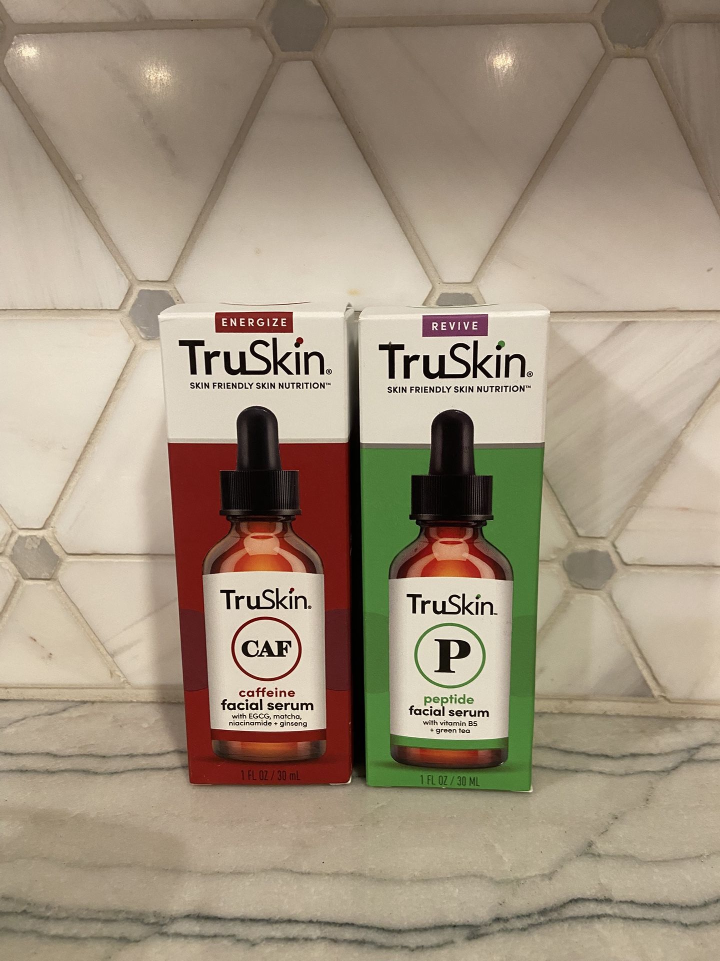 TruSkin Caffeine Face & Eye Serum - Dark Circles Under Eye Treatment Or Truskin Peptide Facial Serum NEW