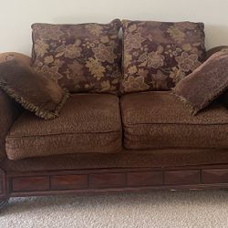 Reddish Brown Couch And Loveseat