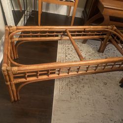 Bamboo Coffee Table Two End Tables Withglass  