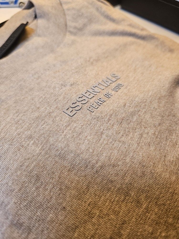 Essentials Grey Logo Shirt! Size L Bt Runs XXL