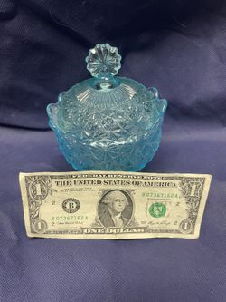 Blue Covered Footed Dish