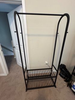 Need gone today Heavy Duty Freestanding Clothing Rack w/ Shelves & Side Hooks – Black
