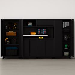 6-PIECE STEEL GARAGE STORAGE CABINET SET IN BLACK (50% OFF RETAIL + AN ADDITIONAL $50.00 OFF + NO SALES TAX!)