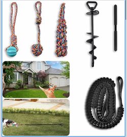 Tether Tug Outdoor Dog Toy with Upgraded Steel Stake & Adjustable Safety Rope