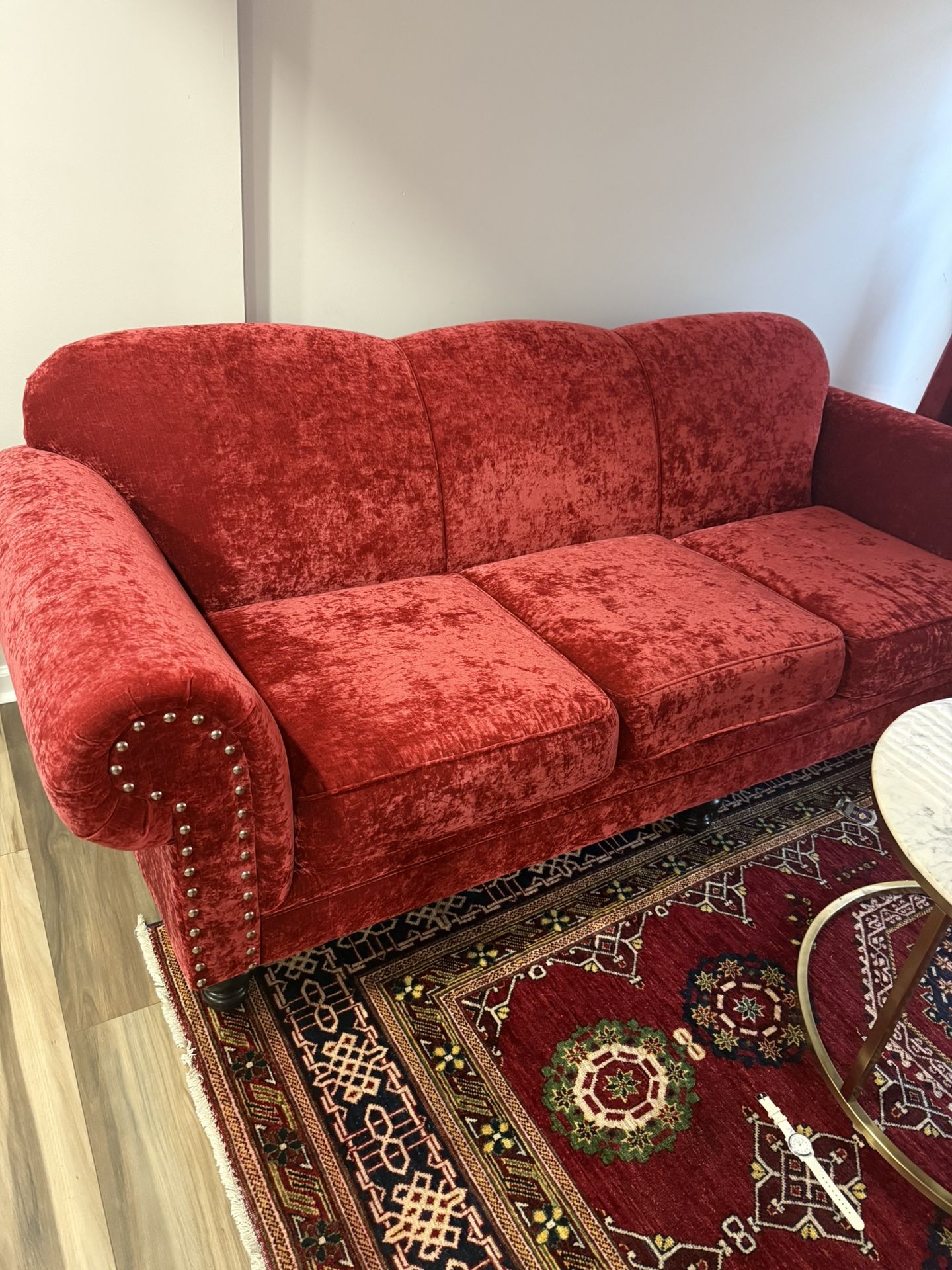 Red Velvet Sofa And Loveseat