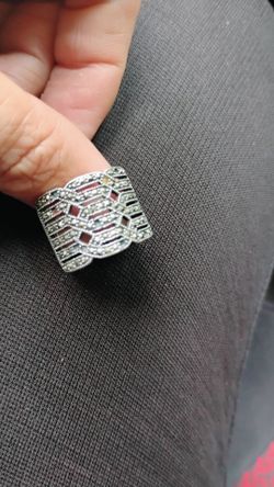 Sterling silver  marcasite wide band ring