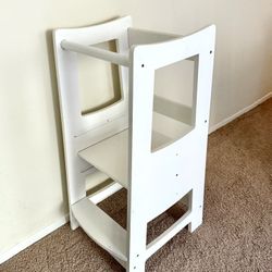 Toddler Helper Tower Step Stool Adjustable White