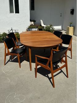 Mid century Ella Tilt-Back Dining Chairs and table by Arne Vodder for Vamo Sonderborg
