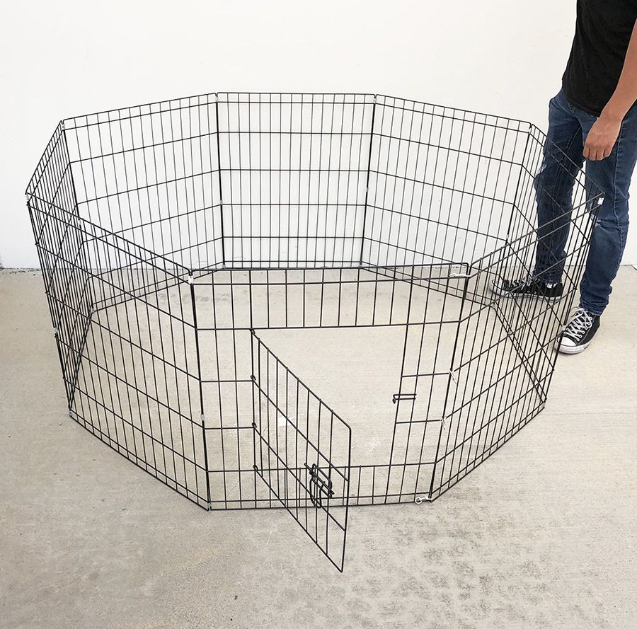 (NEW) $44 Foldable 30” Tall x 24” Wide x 8-Panel Pet Playpen Dog Crate Metal Fence Exercise Cage Play Pen
